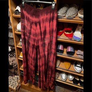 Maroon Tye Dye Wide Leg Pants